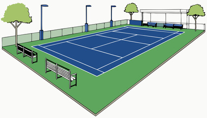 Tennis Clay Court. View from the bird's flight. Aerial photography           
