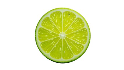 A vibrant cross section of a lime showcasing its juicy segments against a clean white backdrop view