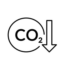 CO2 reduction symbol with downward arrow in minimalist design  