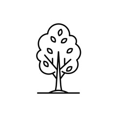 Simple tree illustration in black and white line art style  