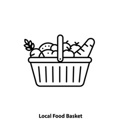 Local food basket filled with fresh fruits and vegetables  