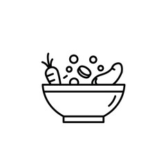 Bowl of vegetables with carrots and cucumbers in minimal style  
