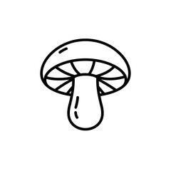 Line drawing of a mushroom against a simple white background  
