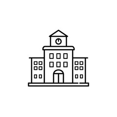Outline of a building with a clock tower in minimalistic style  