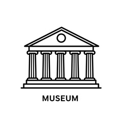 Museum building design with columns in minimalist style  