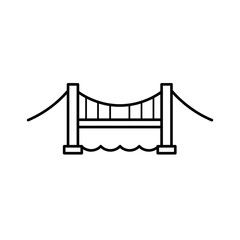 Abstract illustration of a bridge over water in a minimalist style  