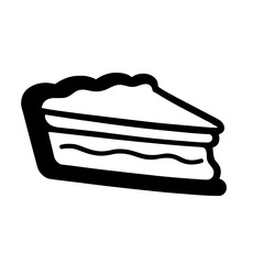 Minimalist black silhouette of a slice of banoffee pie on a white background