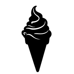 Minimalist black silhouette of gelato scoops in a cone on white background