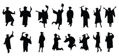 Set of Graduates celebrating vector