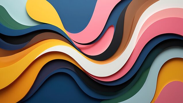 Abstract colorful waves papercut background design