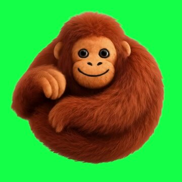 Adorable sleeping monkey illustration animation, transparent 4K video, green screen