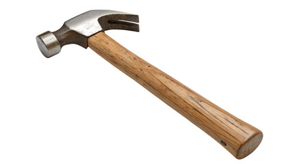 Claw hammer tool with wooden handle isolated on transparent background, Claw hammer tool with wooden handle isolated on transparent background