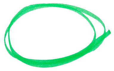 Round highlight doodle drawn with green marker pen on transparent background
