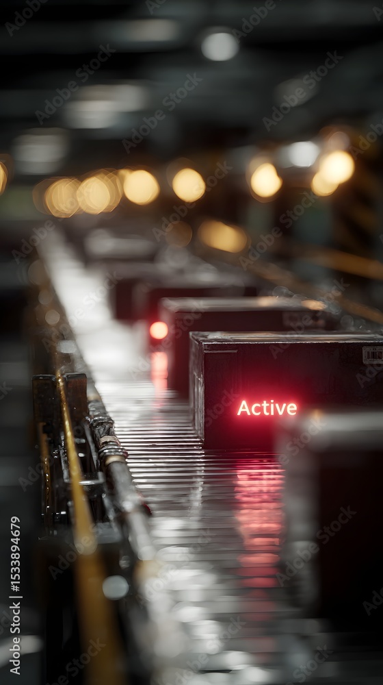 Poster robotic sorting line with active indicator lights