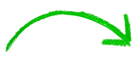 PNG Arrow sign drawn with green marker on transparent background © Emre Akkoyun