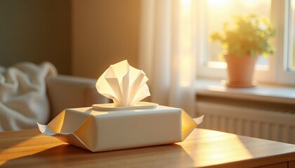 Photo of baby wipes in open pack on table in nursery room