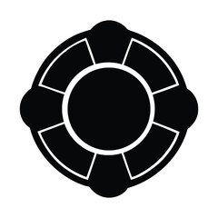 a black and white vector illustration of a life bouy on white background.eps
