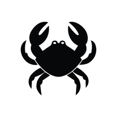 crab silhouette with claws raised, black and white vector illustration, perfect for seafood, marine life, and coastal themes.eps