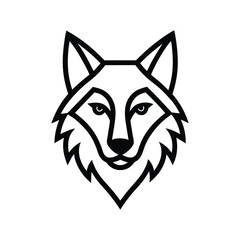 a clean minimalist black outline vector of wolf head on white background.eps