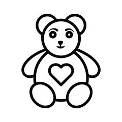 a clean minimalist black outline vector teddy bear on white background.eps