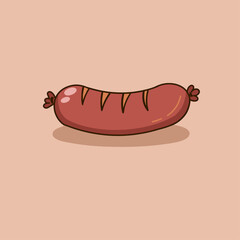 Delicious ready-to-eat sausage vector illustration.