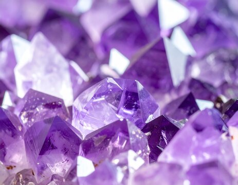 Ametistas naturais em close, detalhes de cristais roxos