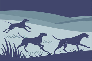 Silhouettes in Speed: The Running Dog Pack