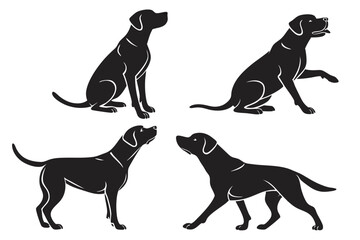 Classic Black Labs: Dog Breed Silhouette Icons