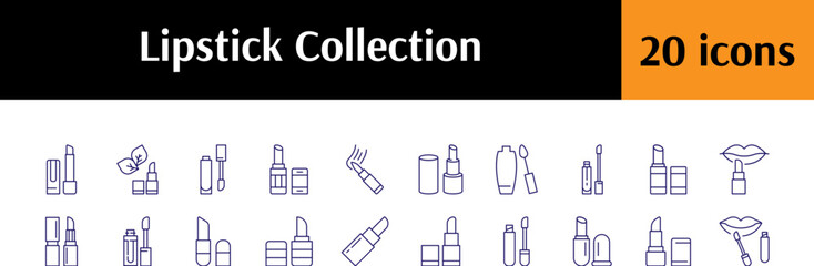 Simple Linear Icon of Lipstick. Minimalistic Linear Pictogram for Web and Graphic Design, Apps, Banners, Social Network and Cards