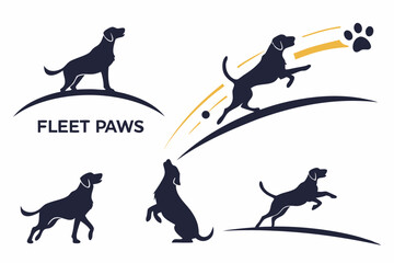 Naklejka premium Fleet Paws: Dog Silhouette Collection in Motion