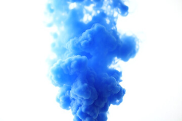 blue cloud of paint on a white background