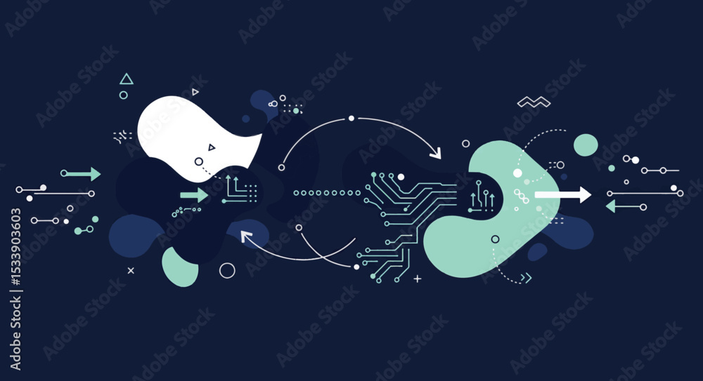 Poster abstract data flow and network connection concept illustration