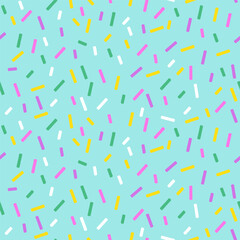 Sweet Donut Seamless Background with Candy Sprinkles Featuring Rainbow Colored Sugar Vermicelli and Glaze Texture Perfect for Fun Dessert Style Projects and Confectionary Inspired Design