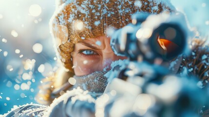 Winter Hunter: Focused Aim in Snowy Wilderness