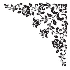 Ornate corner floral design. alpona vector