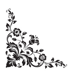 Ornate corner floral design. alpona vector