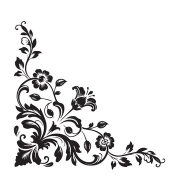 Ornate corner floral design. alpona vector