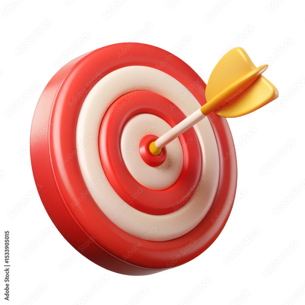 Poster 3d realistic dartboard with arrow isolated on transparent background
