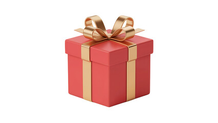 Obraz premium A vibrant red gift box adorned with a golden ribbon and bow, perfect for any holiday or celebration surprise