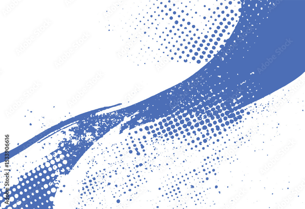 Aufkleber abstract blue brushstroke and halftone elements on a white background creative design for modern gra
