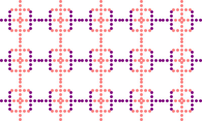 pink and purple polka dots in square rectangles grid pattern design for fabric printing as repeat pattern, pink purple circle