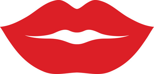 Red Lips Silhouette Print Stamp Mark