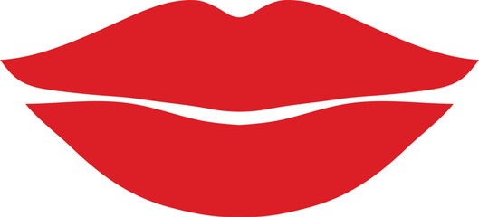 Obraz premium Red Lips Silhouette Print Stamp Mark