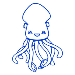 Octopus Cuttlefish Cephalopod Giant Squid Monster Isolated Vector Graphic Design Illustration
