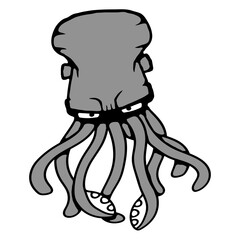 Octopus Cuttlefish Cephalopod Giant Squid Monster Isolated Vector Graphic Design Illustration
