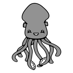 Octopus Cuttlefish Cephalopod Giant Squid Monster Isolated Vector Graphic Design Illustration
