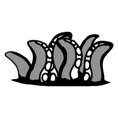 Tentacle Kraken Monster Ground Hole Alien Horror Isolated Vector Graphic Design Illustration
