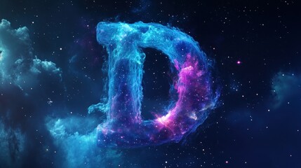 Cosmic letter D, nebula-like design