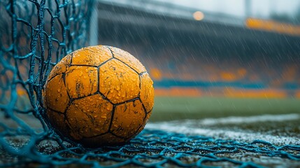 Rainy Soccer Goal.