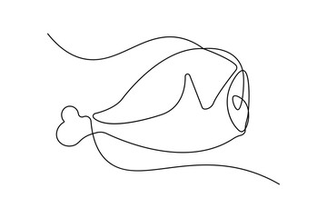 Minimalist chicken drumstick outline vector design
